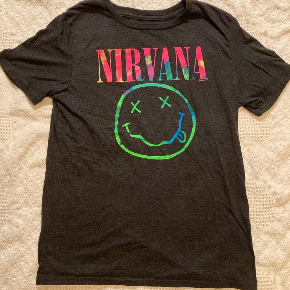 Unisex NIRVANA Black and neon Short Sleeve Tee Iconic Design